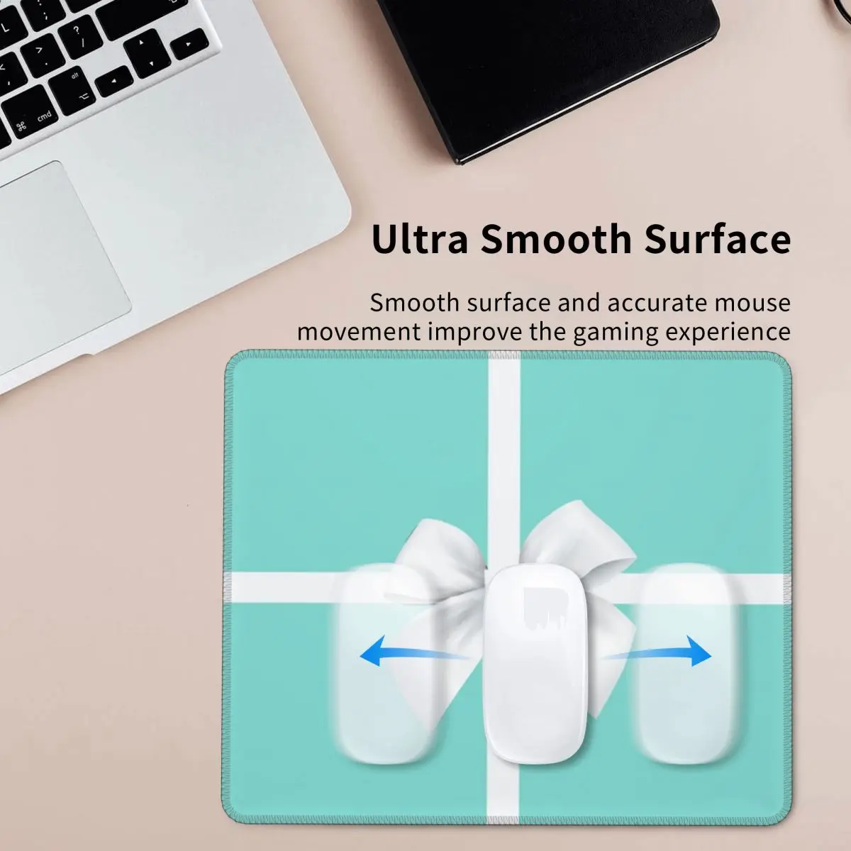 Blue Gift Box White Bow Mouse Pad Computer Keyboard Mouse Mat Gaming PC Laptop Desk Mat Office Accessories Table Mats