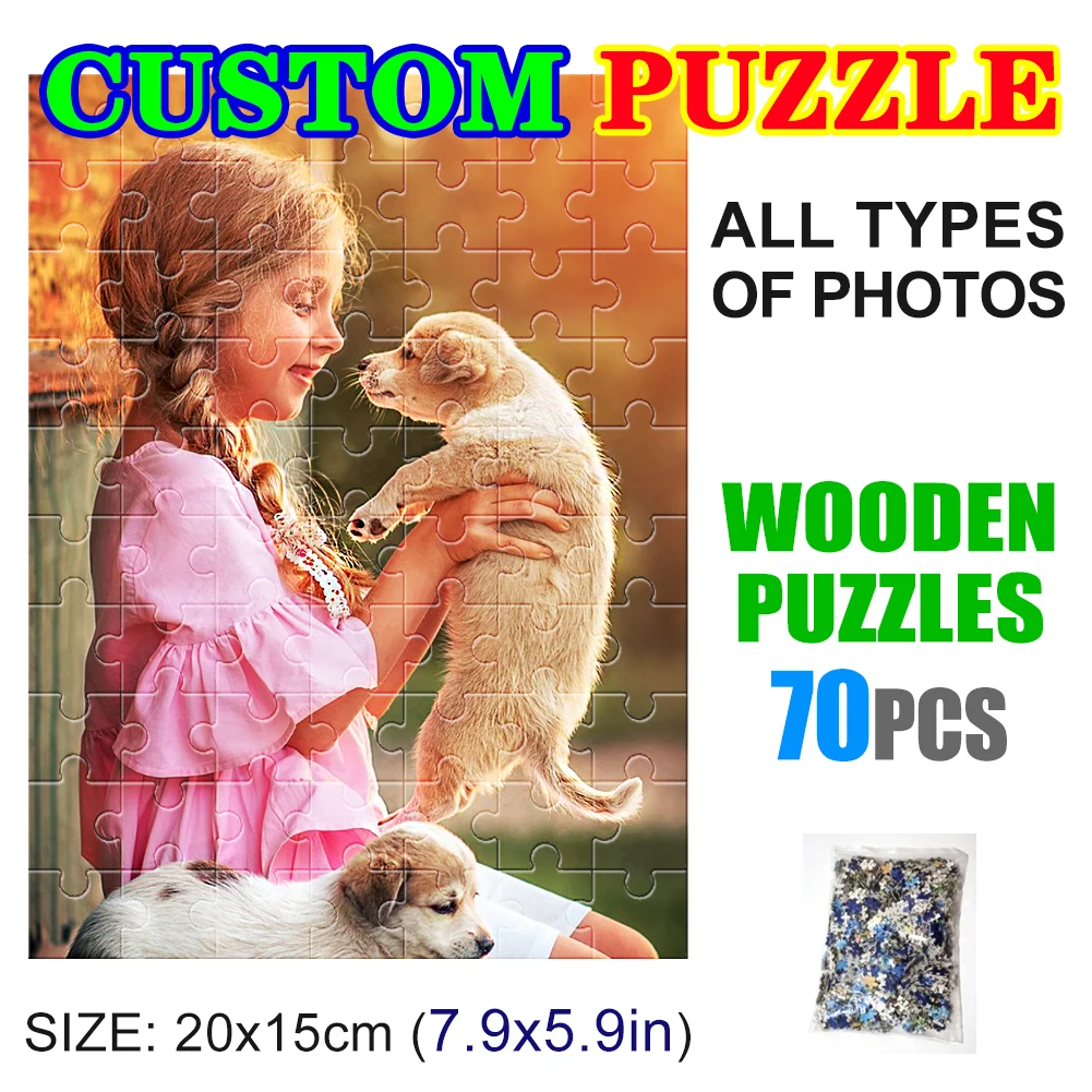 

No Box 70pcs Photo Custom Wooden Personalized Jigsaw Puzzle Lovers Picture DIY Toys For Adults Decoration Collectiable 7.9x5.9in