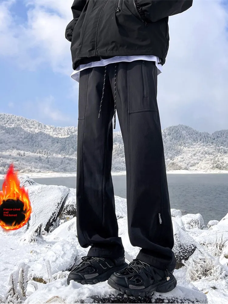 

Tee-Proof Outdoor Ski Pants for Men High Waist Trousers American Casual Sle Youthful Energy Straight Leg Pants