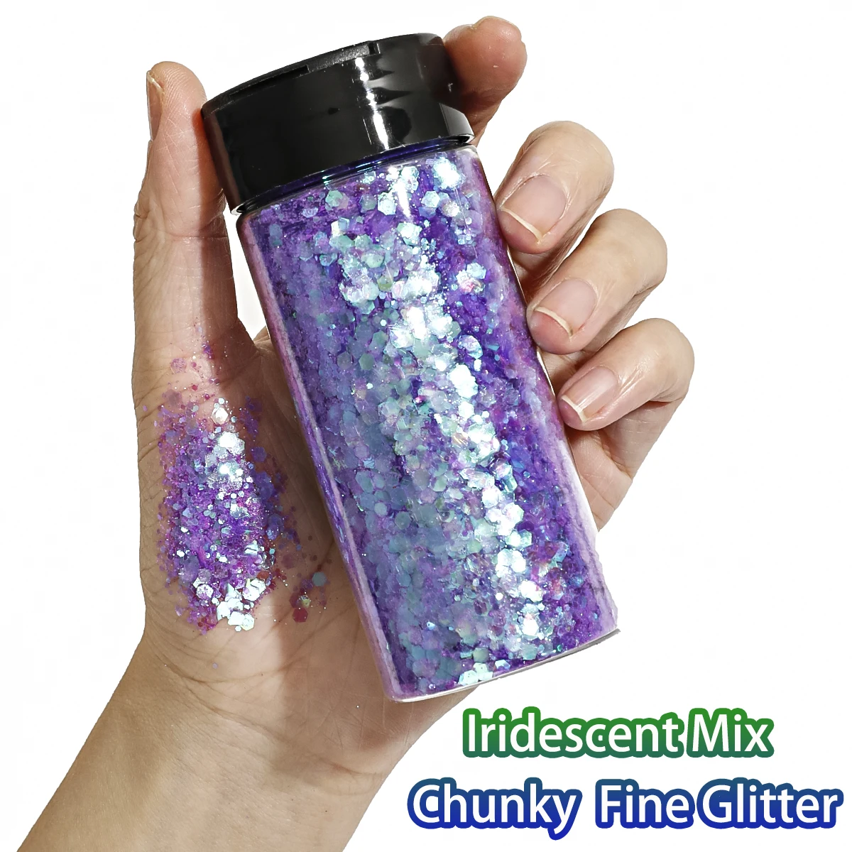 1Bottle 80G/2.85OZ Iridescent Mix Chunky Nail Glitter Decorate,Suitable For Nail Glitter, DIY, Party, Holiday Decoration Glitter