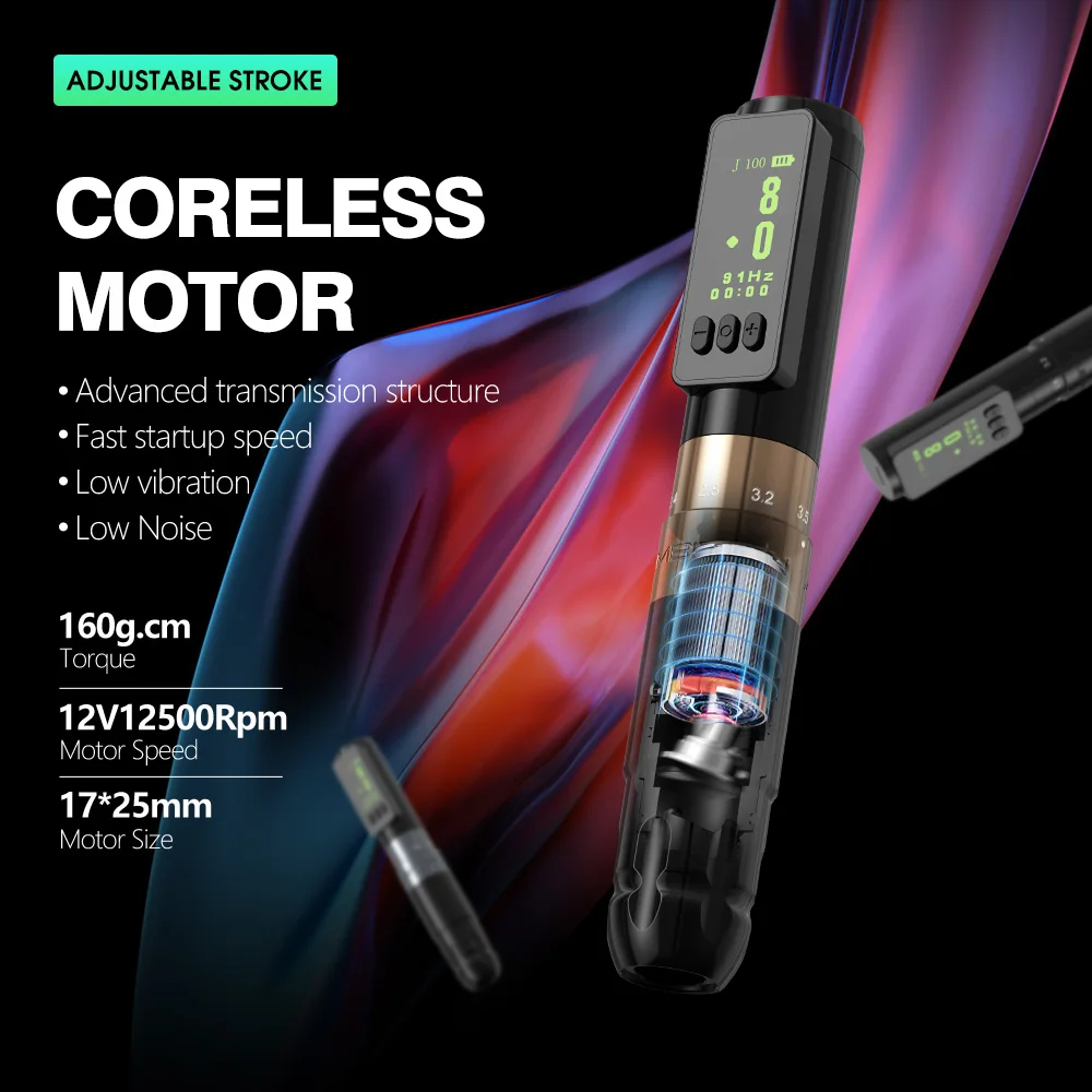 طموح سالي عدة Coreless موتور قابل للتعديل السكتة الدماغية 2.0-3.5 مللي متر قلم الوشم اللاسلكية تجميل دائم آلة الوشم الروتاري القلم #3