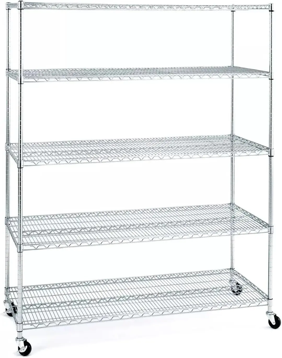 Seville Classics UltraDurable Heavy Duty NSF Solid Steel Wire Rack Storage Unit Wheels, 5-Tier Shelving, 60