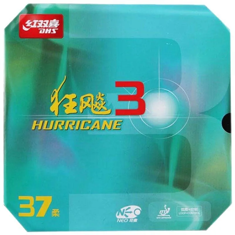 DHS Hurricane 3 NEO 37 Grad weiches Tischtennis-Gummi Original DHS Hurricane 3 37 ° Neo Soft Provincial Ping-Pong-Schwamm – Detail 6