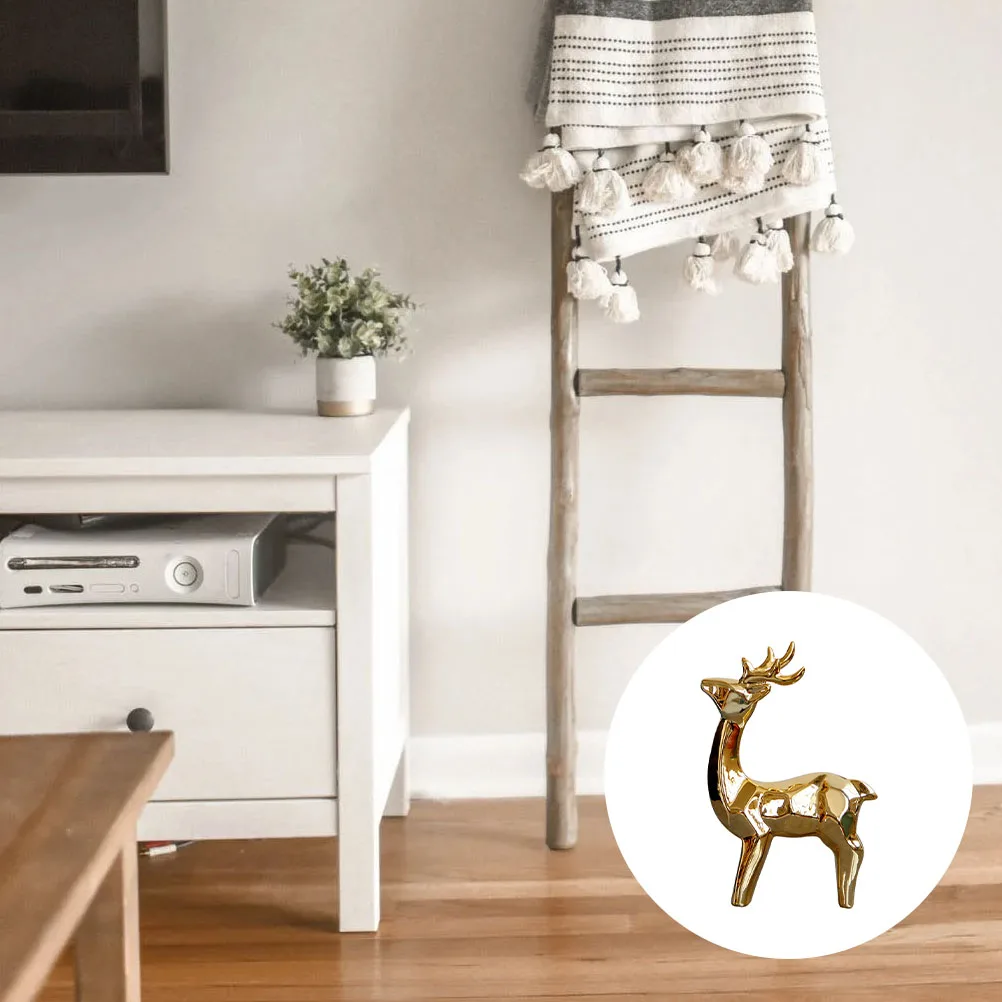 

Golden Deer Shaped Ceramic Decor Lovely Entryway Ornament for Home Party Desktop Decoration Deer Shaped Decor Ceramic Adornment