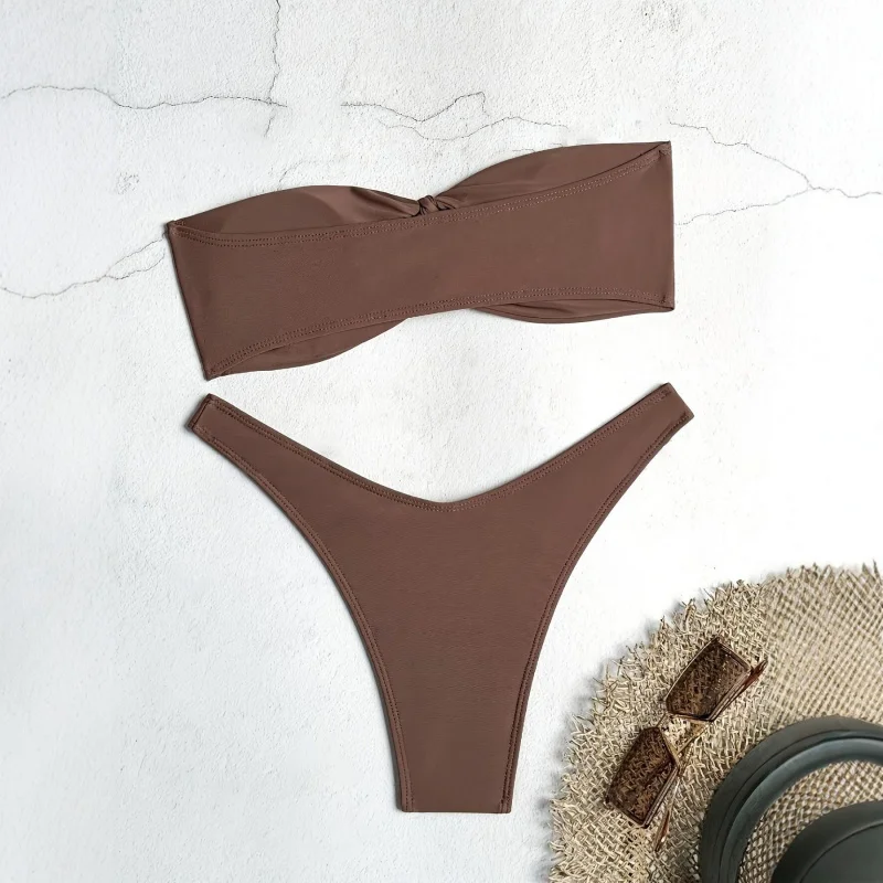 

Summer Swimsuit Bandeau Women Sexy Two-pieces Bikini Set Swimwear High Waist Bathing Suit Female Sexy Swimsuits