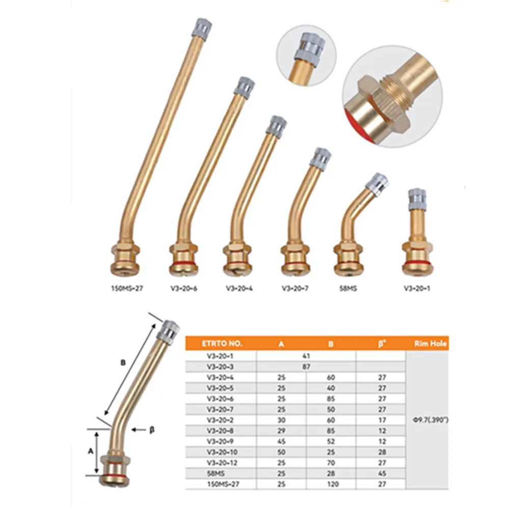 1 peça v3.20.4/5/6 parafuso em clam-in adaptador de ângulo de latão extensão de válvula de pneu de carro veículo caminhão e peças de pneus de roda de ônibus