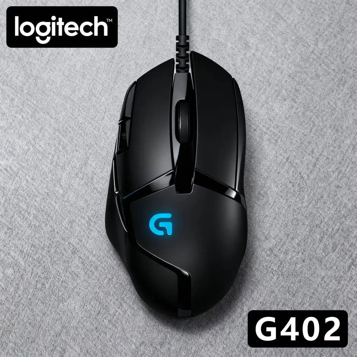 

Logitech G402 Hyperion Fury Gaming Mouse, Wired, 4000 DPI, 8 Programmable Buttons, 500 IPS, 1ms Report Rate, Lightweight, Mac/PC