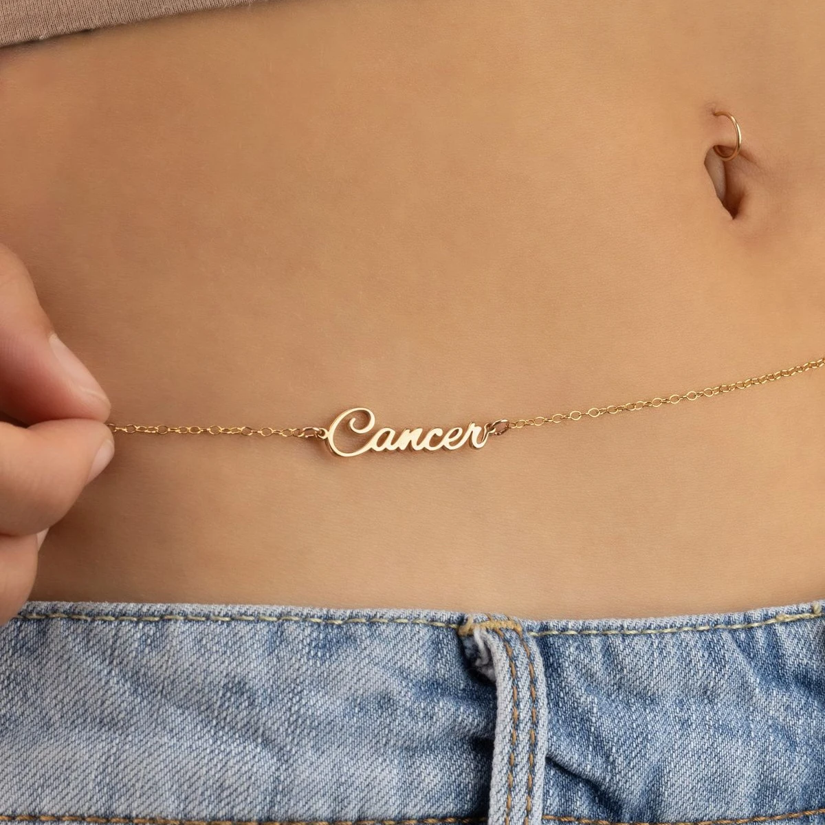 Haiyufly اسم مخصص سلسلة الخصر للنساء مجوهرات من صلب لا يصدأ الزركون الجسم البطن سلسلة شخصية هدية عيد ميلاد الصيف