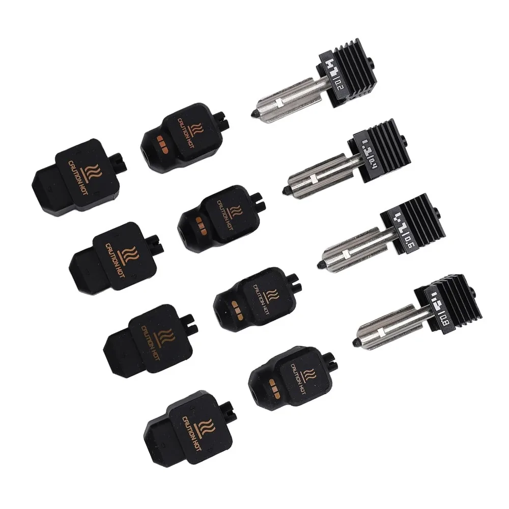 4pcs 0.2/0.4/0.6/0.8MM 3D Printer Hotend High Temperature Hardened Steel Hardened Steel Nozzle Quick Swap Design