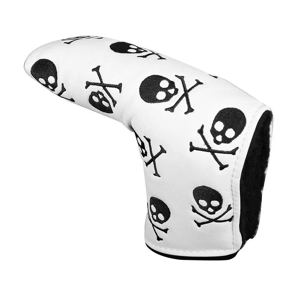 

1Pcs Golf Club Head Cover PU Material Putter Cover with Skull Pattern Enhanced Stitching Vibration Reduction Lightweight