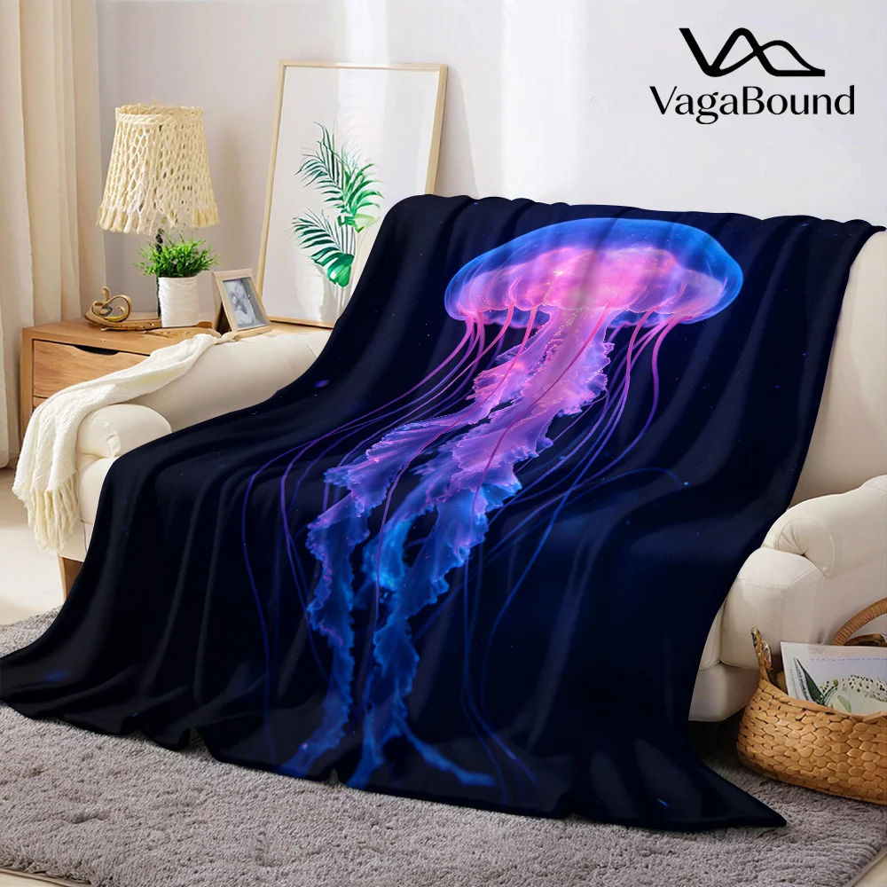 Dreamy Jellyfish Ocean Flannel Blanket Warm Soft Halloween Christmas All-Season Couch Decorative Cozy Warm Gift
