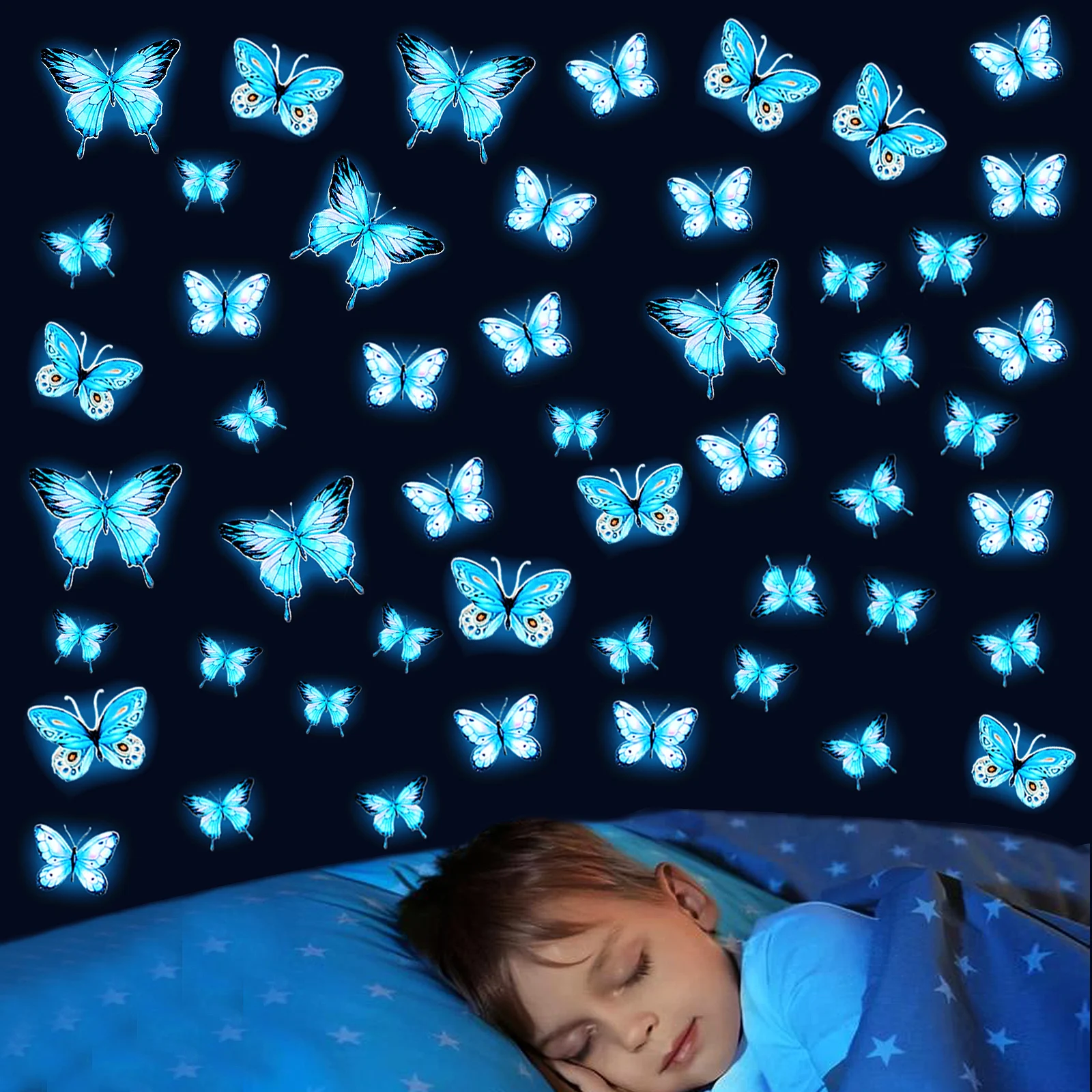3/1 סדינים יצירתיים קיר פרפר קיר כחול diy מדבקות קיר אמנות מודרנית קיר אמנות בית חדר שינה מתנות מתנה