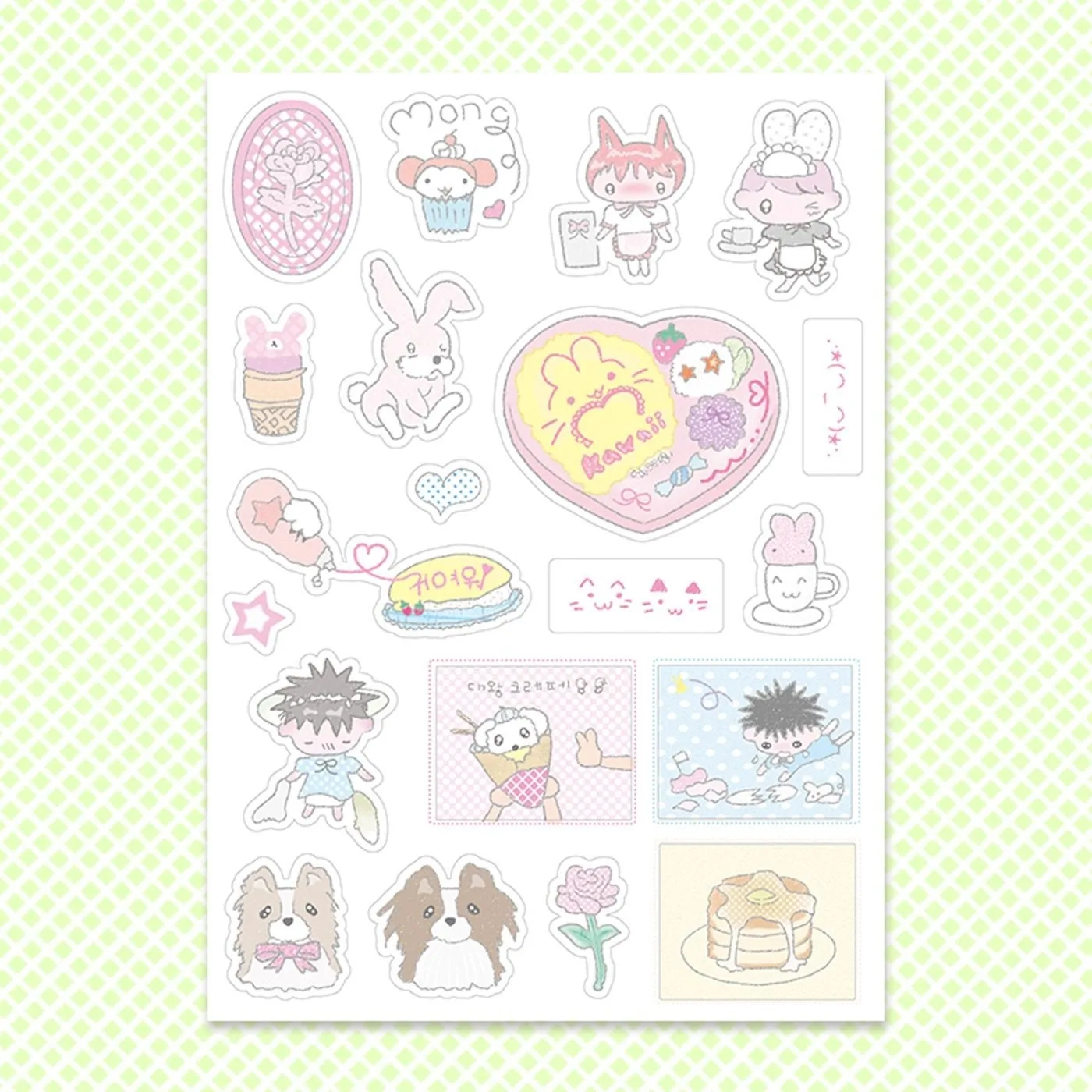 1/4 قطعة الآيس كريم جرو Gooka ملصق الفتاة على شكل قلب خيمة Instagram كوريا بينغ DIY بها بنفسك الديكور لطيف متعة Instagram