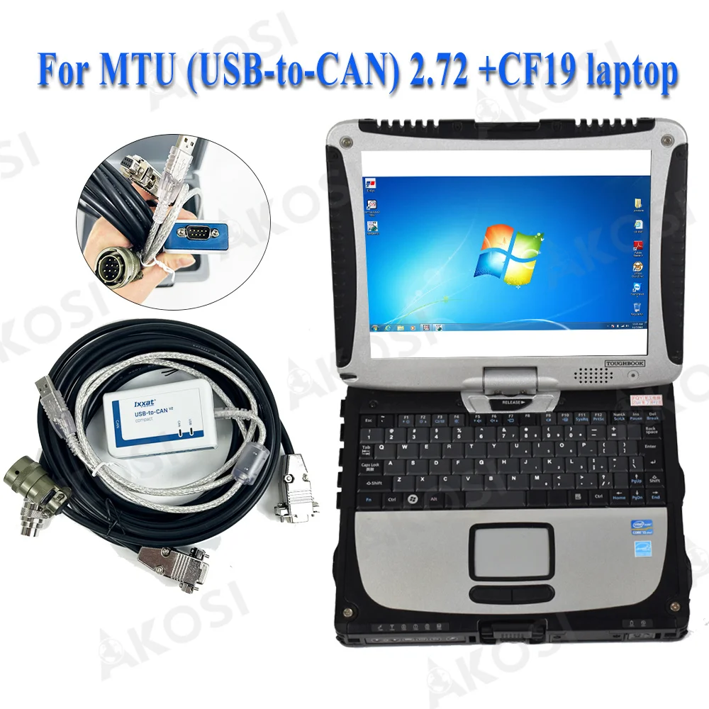 For MTU USB to CAN V2 COMPACT IXXAT Diagnostic tool 2.72 MDEC ADEC Cable Diesel MTU DiaSys Truck Engine Diagnostic tool and CF19