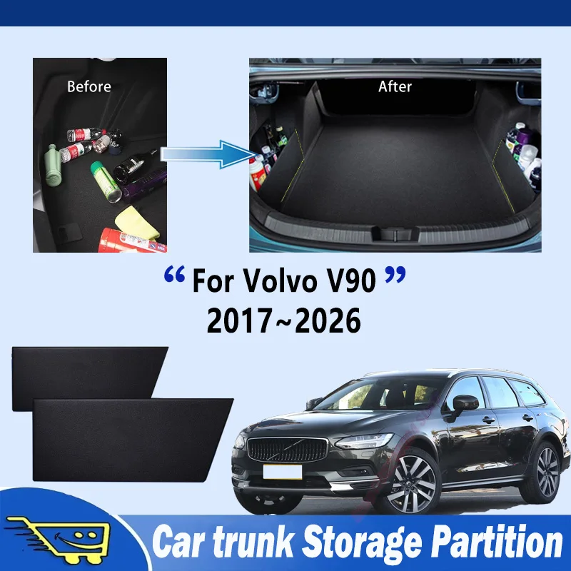 For Volvo V90 2017~2026 Thickening Trunk Storage Partition Multifunction Storage Auto Interior Parts Organizer