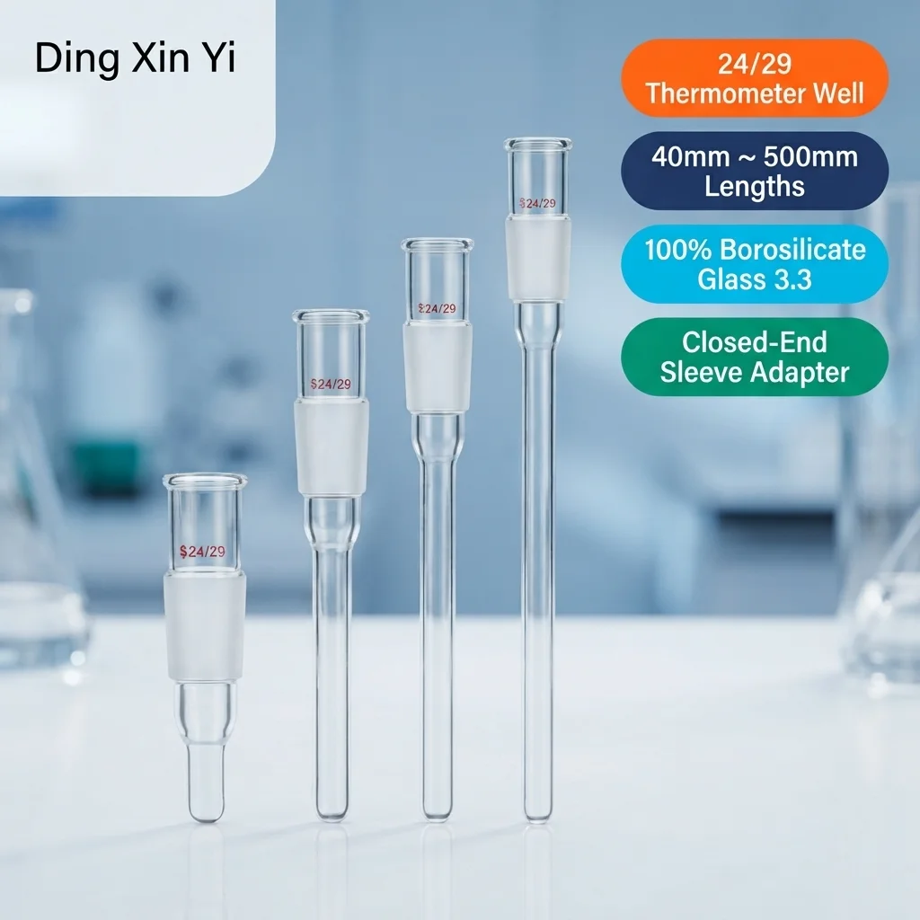 DXY 24/29 Glass Thermometer Well 40-500mm Pocket Sleeve Adapter Borosilicate 3.3 Ground Joint for Chemistry Reaction Flask