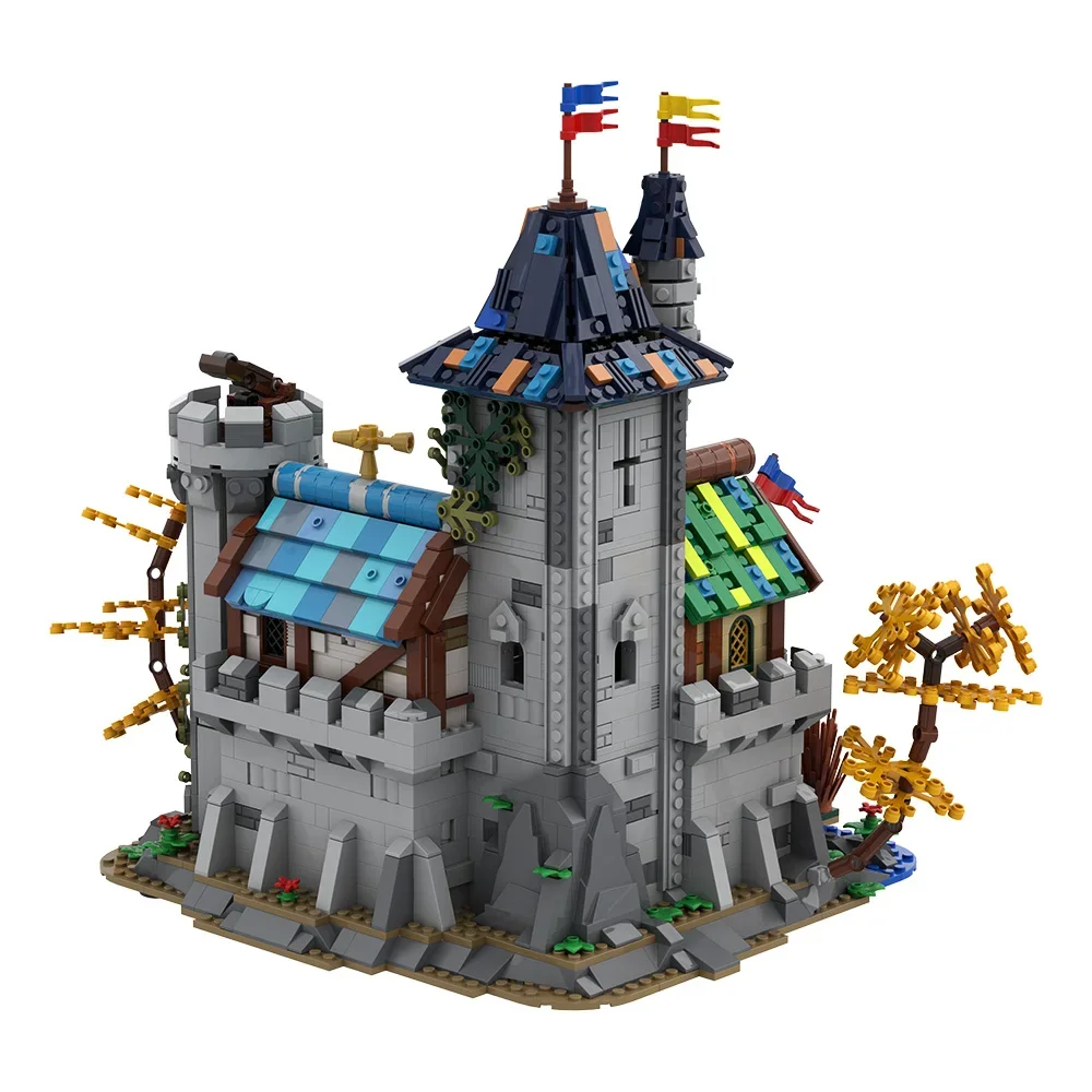 MOC Medieval Fantasy Castle Bricks Model Modular Fantasy Castle Architecture Street View Building Blocks Toys Kids Birthday Gift