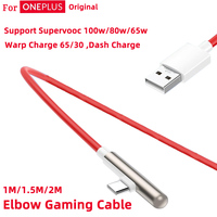 Original Oneplus Cable 90 Degree Gaming Type C Cables 100w 80w Supervooc Fast Charging Game Elbow Kabel One Plus 12 11r 10t Open