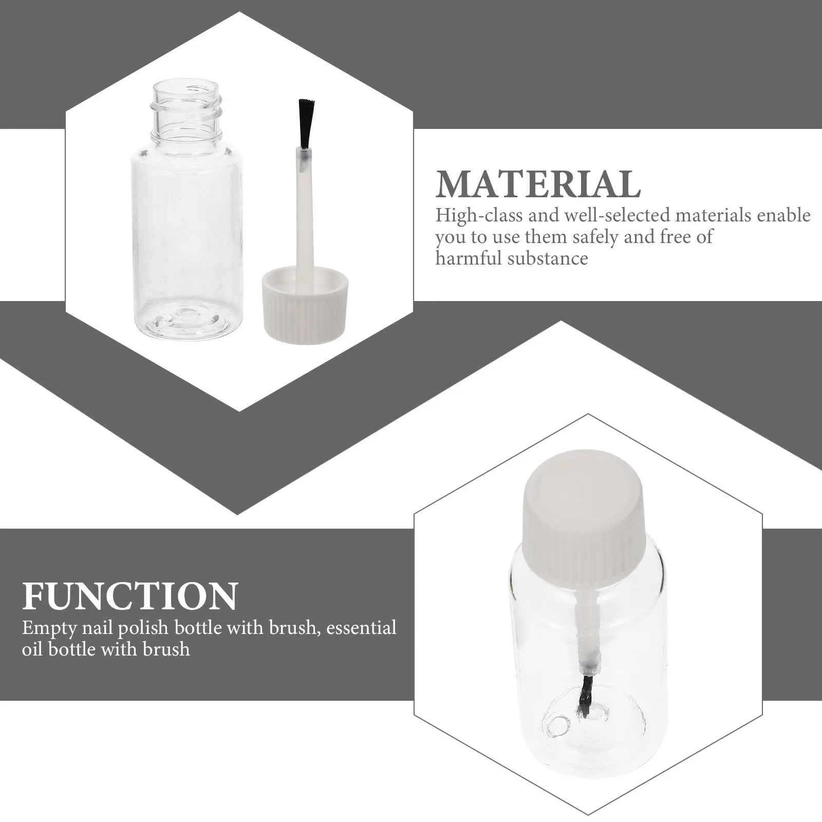 

8pcs Refillable Nail Polish Bottles With Brush Empty Transparent Containers For Essential Oil Tea Tree Oil Liquid Latex