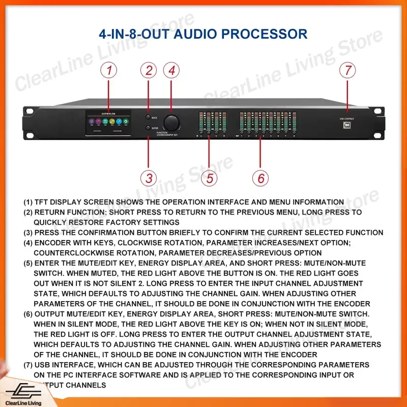 Professional Digital DSP Audio Processor Stereo XLR Speaker Management System Metal Outdoor Sound Effects Unit PA2 DriveRack