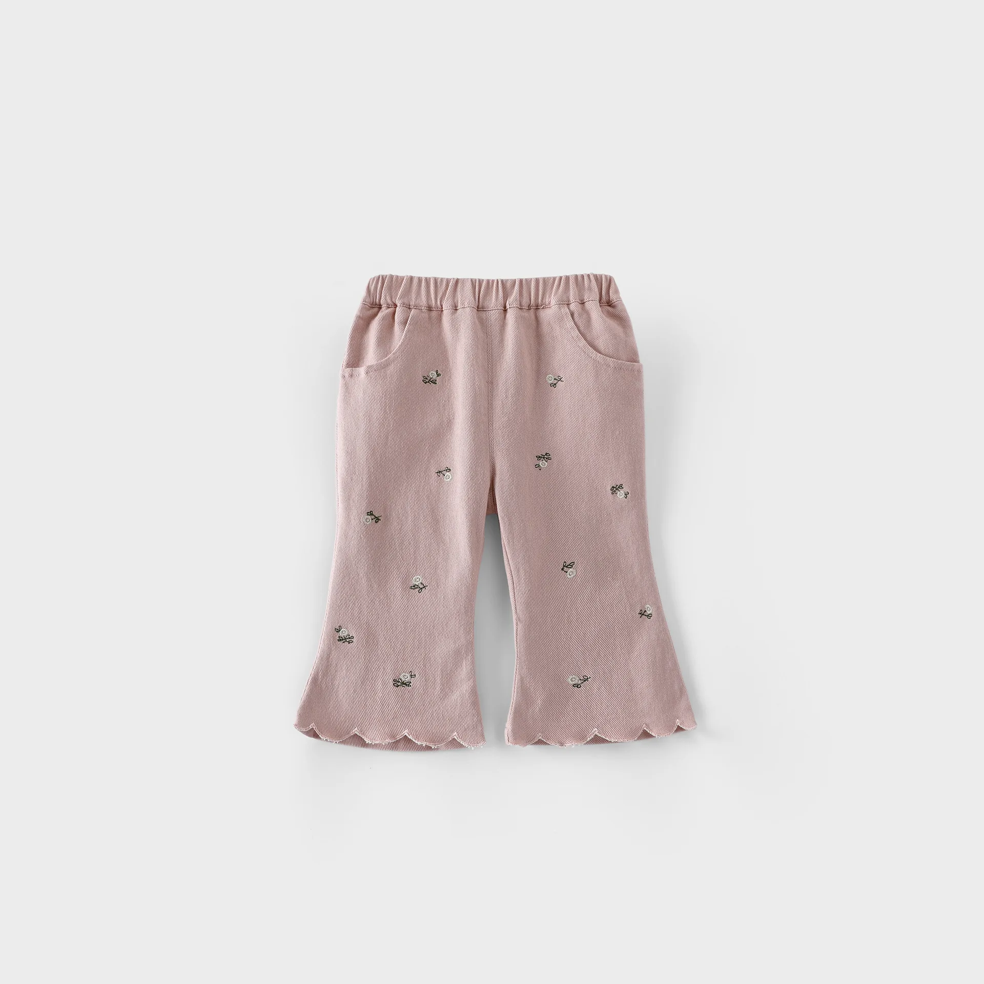 MILANCEL New Autumn Kids Bell-bottoms 9M-5T Sweet Embroidered Flowers Girls Casual Pants Korean Version Children Trousers