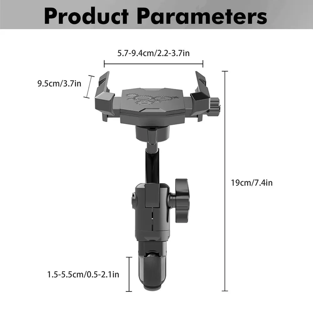 360 Degree Rotation Bicycle Phone Mount Multi-Angle Adjustment Secure Clamp Design Motorcycle Phone Holder