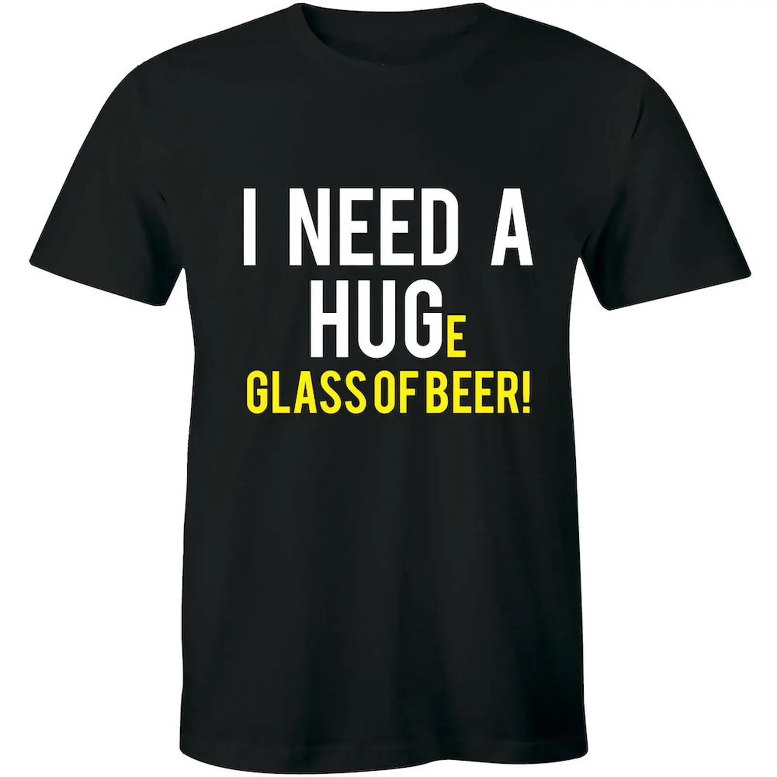 I Need a Hug Huge Glass of Beer Mens Funny T Shirt Alcohol Larger Humour Joke vintage Washed graphic Breathable Stretched