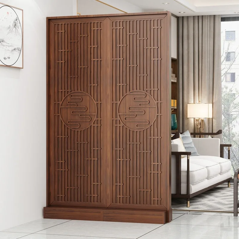 New Chinese style entrance screen partition cabinet, living room entrance entrance facing the entrance, wooden decorative rack