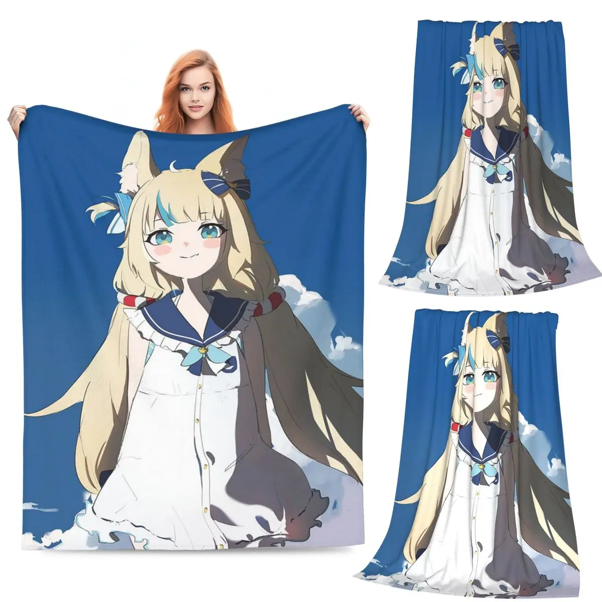 

Sameko Saba Cute Anime Blankets Soft Warm Flannel Throw Blanket Cover for Bed Living room Picnic Travel Home Couch