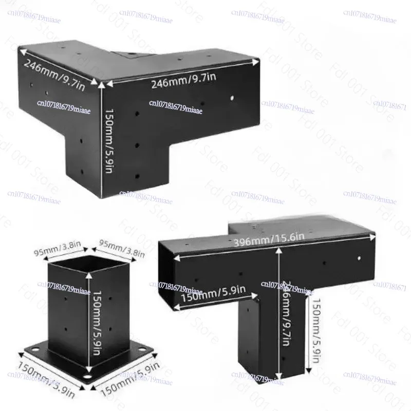 Three-Way Right Angle Bracket Multipurpose Support Kit for Wood Beam Patio & Wooden Structure Installation