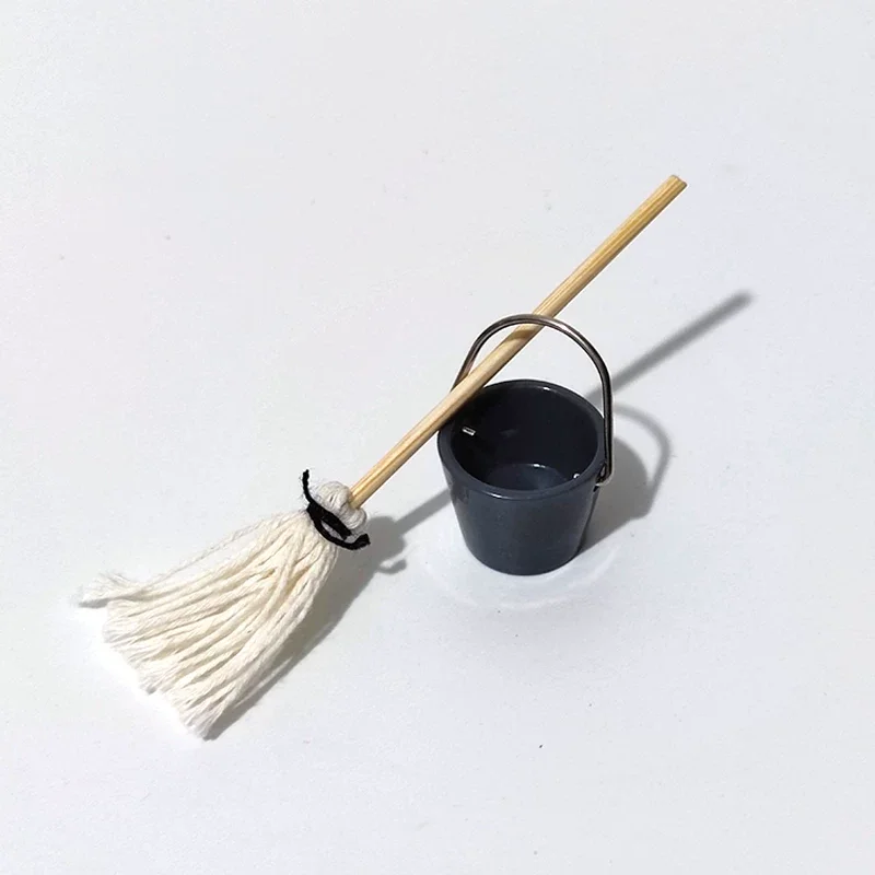 Simulation Miniature Broom Mop Dustpan Cleaning Tools Model for Action Figures Decorative Prop Small Ornament DIY