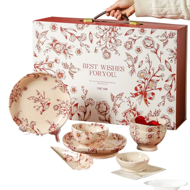 

*Wedding Tableware Set Gift Box Light Luxury High-end Dowry Dishes, Chopsticks, Dishes Engagement Wedding Gifts For The Newlywed