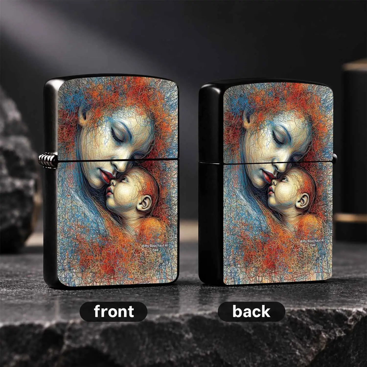 Artistic Line Drawing Mother Child Themed Lighter, Creative Hand Drawn Warm Maternal Love Portable Igniter, Ideal for Daily Scenes, Gifting and Personal Use, Exquisite Lines Depict Tender Embrace, Delicate Artistic Practical Daily Carry Ac