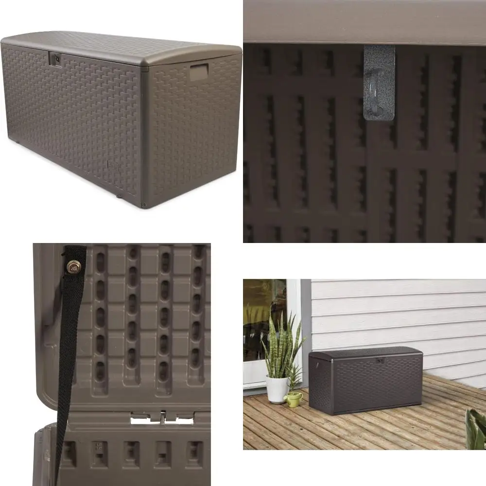 

Outdoor Storage Deck Box 99 Gallon Driftwood Finish Large Capacity Weather Resistant Patio Organizer