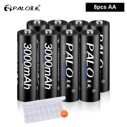 8 sztuk PALO akumulator AA NiMH 1.2V 3000mAh Ni-MH 2A wstępnie naładowana Bateria niskie samorozładowanie baterii AA