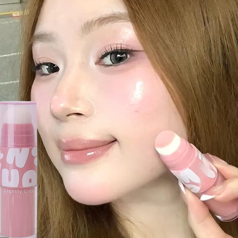 Fard à joues liquide Double tête avec brosse à colorant étourdi, bâton de fard à joues mat naturel à faible saturation, teinte Rouge, maquillage de Style coréen