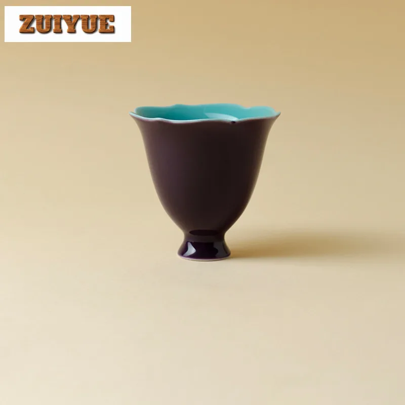 

2pc/lot Grape Purple Solid Color Teacup Antique Tea Bowl Mug Tea-tasting Personal Cup Jianzhan Master Cups Tea Ceremony 70ml