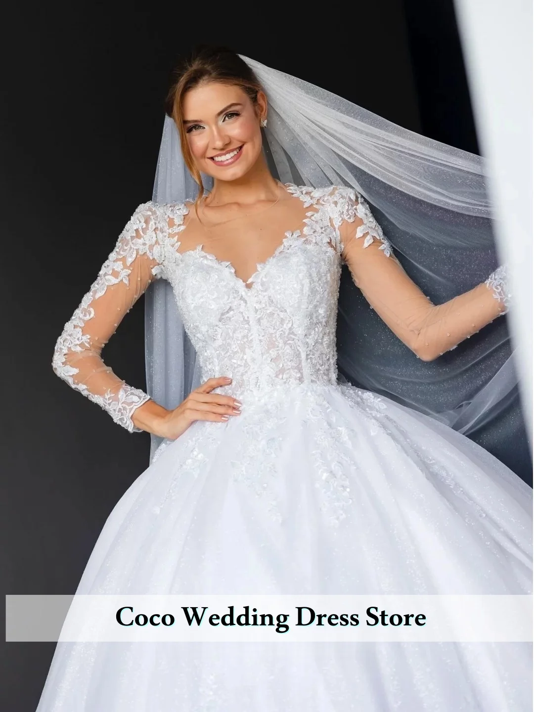 تخصيص أنيقة س الرقبة الكرة ثوب الأميرة الدانتيل يزين فساتين الزفاف لامعة فستان الزواج العروس Vestido De Noiva