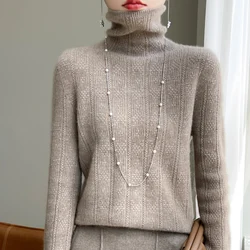 100% Merino Wool Turtleneck Long-sleeved Pullover Women's Soft Sweaters In Autumn Winter Fashion Knitted Tops Women's Clothes