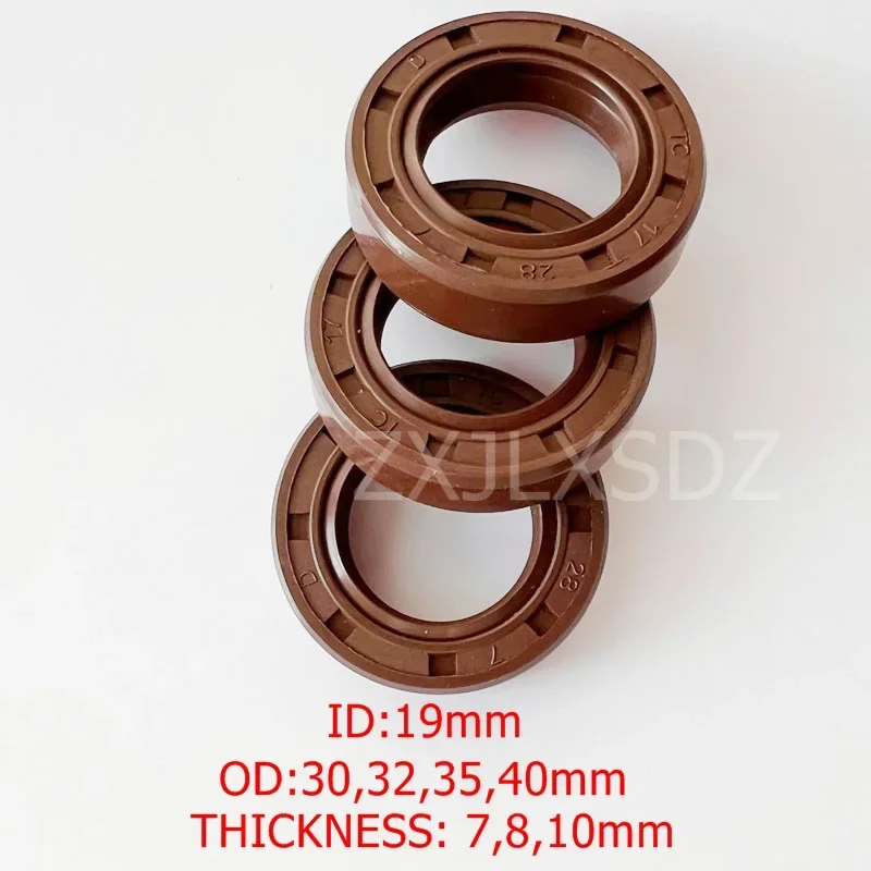 FKM Rubber TC Skeleton Double Lip Oil Seal Gasket 19x30x7/8/10 19x32x7 19x35x7/8/10 19x40x8mm