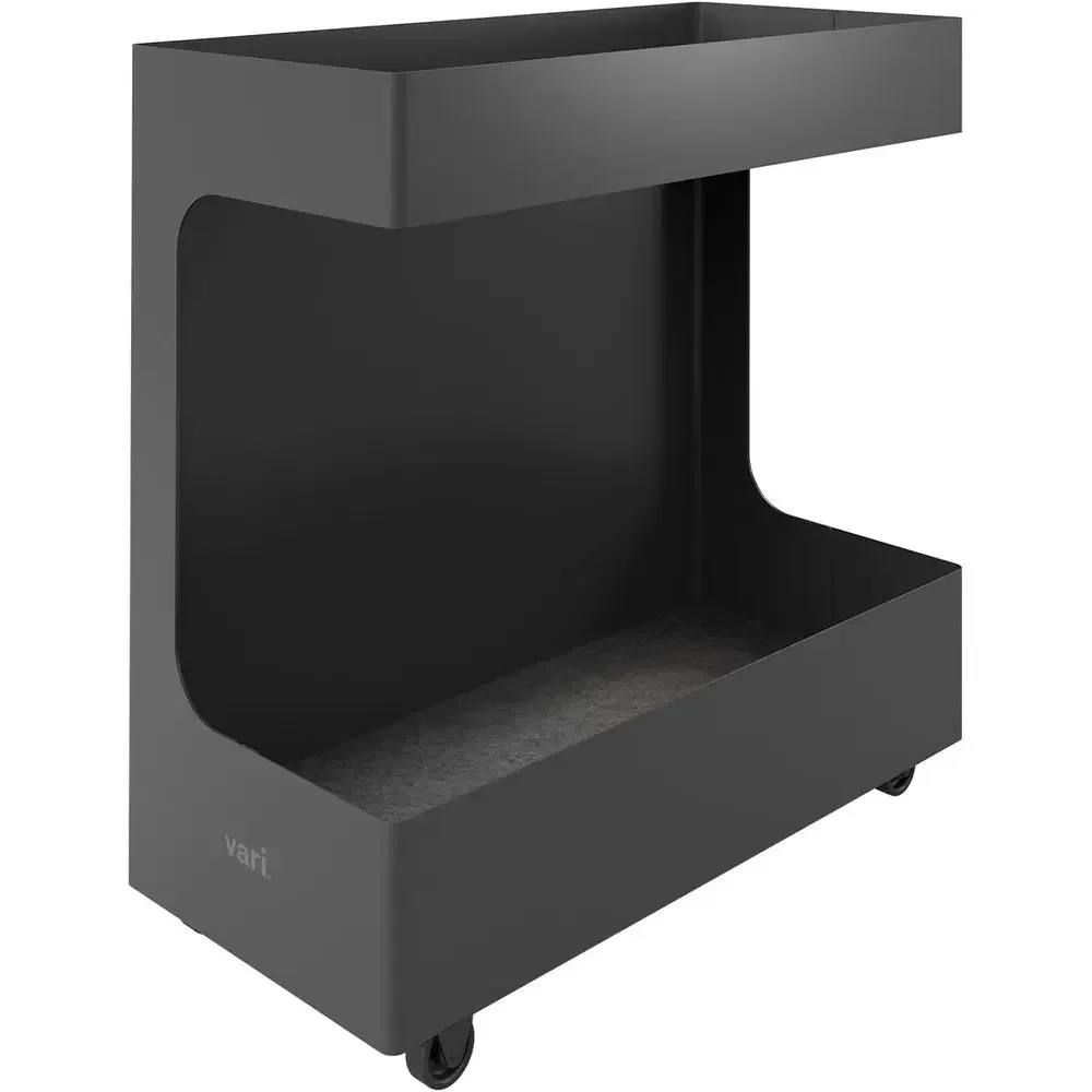 Stylish Dual-Tier Steel & PET Plastic Under-Desk Storage Cubby - Black, 10 x 22 x 22