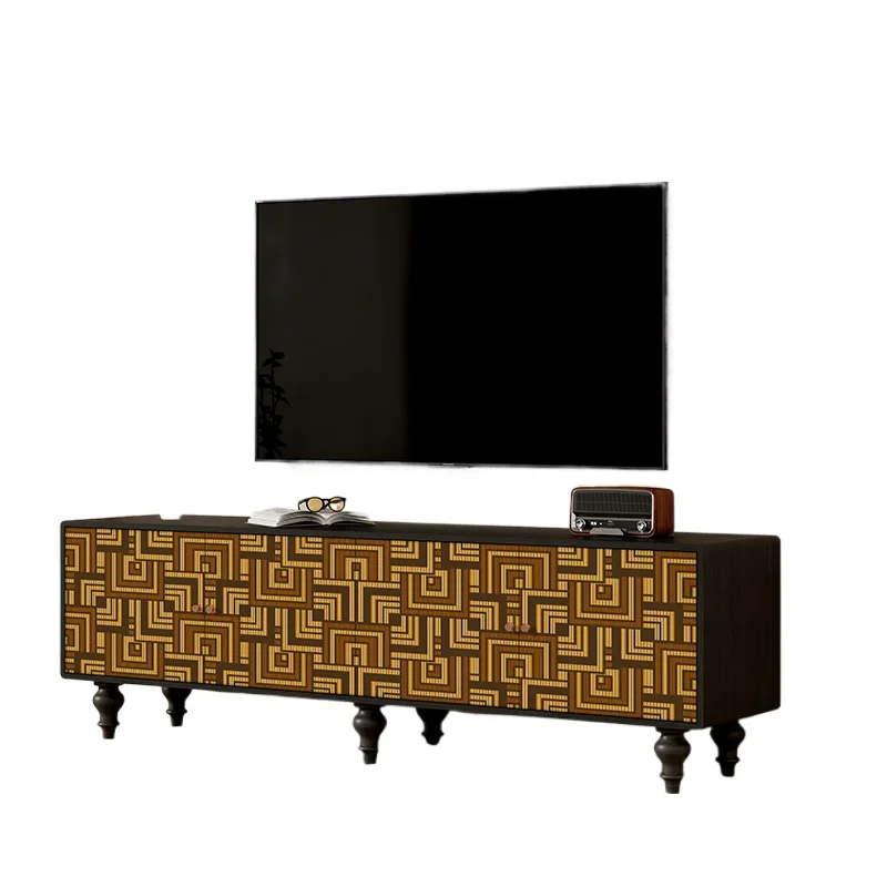 

New Chinese retro imitation lattice solid wood TV cabinet home decoration entrance cabinet