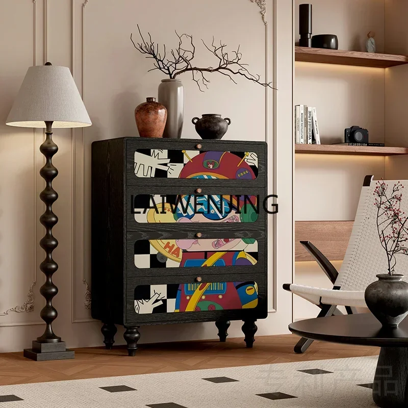 

JJ2 chest solid wood bedside drawer cabinet bedroom bedside locker living room storage storage