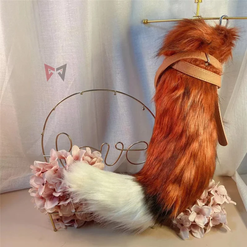 New Handmade Work Golden Red Fox Ears Hairhoop Tail Necklace Earrings Cosplay Carnaval Gothic Lolita Acessories Headwear UY7295