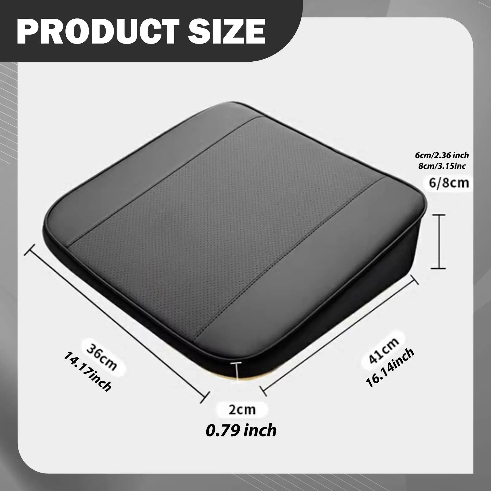 Ergonomic Car Booster Seat Cushion PU Leather Height Boost Mat Auto Accessory for Short Drivers Safe Driving Vision