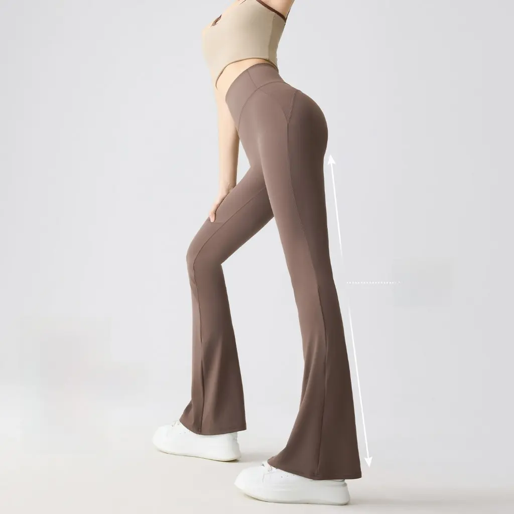 

High Waist Micro Yoga Pants for Women Summer Slim-Fit Bell Pants White Tight Slimming Outfit Horseshoe Design Bottoming