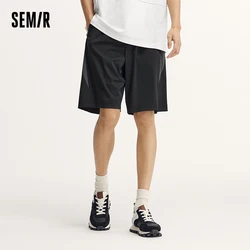 Semir Casual Mid-Length Pants Men 2024 Summer New Drawstring Straight-Leg Five-Inch Shorts Trendy Color-Block Spliced Knit Pants