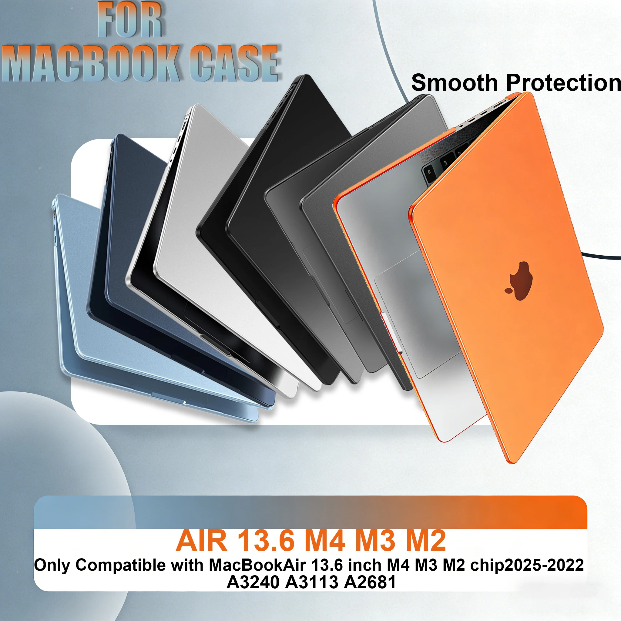 Matte Protective Case For MacBook Air 13.6 inch 2025–2022 M4/M3/M2 Chip Models A3240 A3113 A2681,Scratch & Fingerprint Resistant