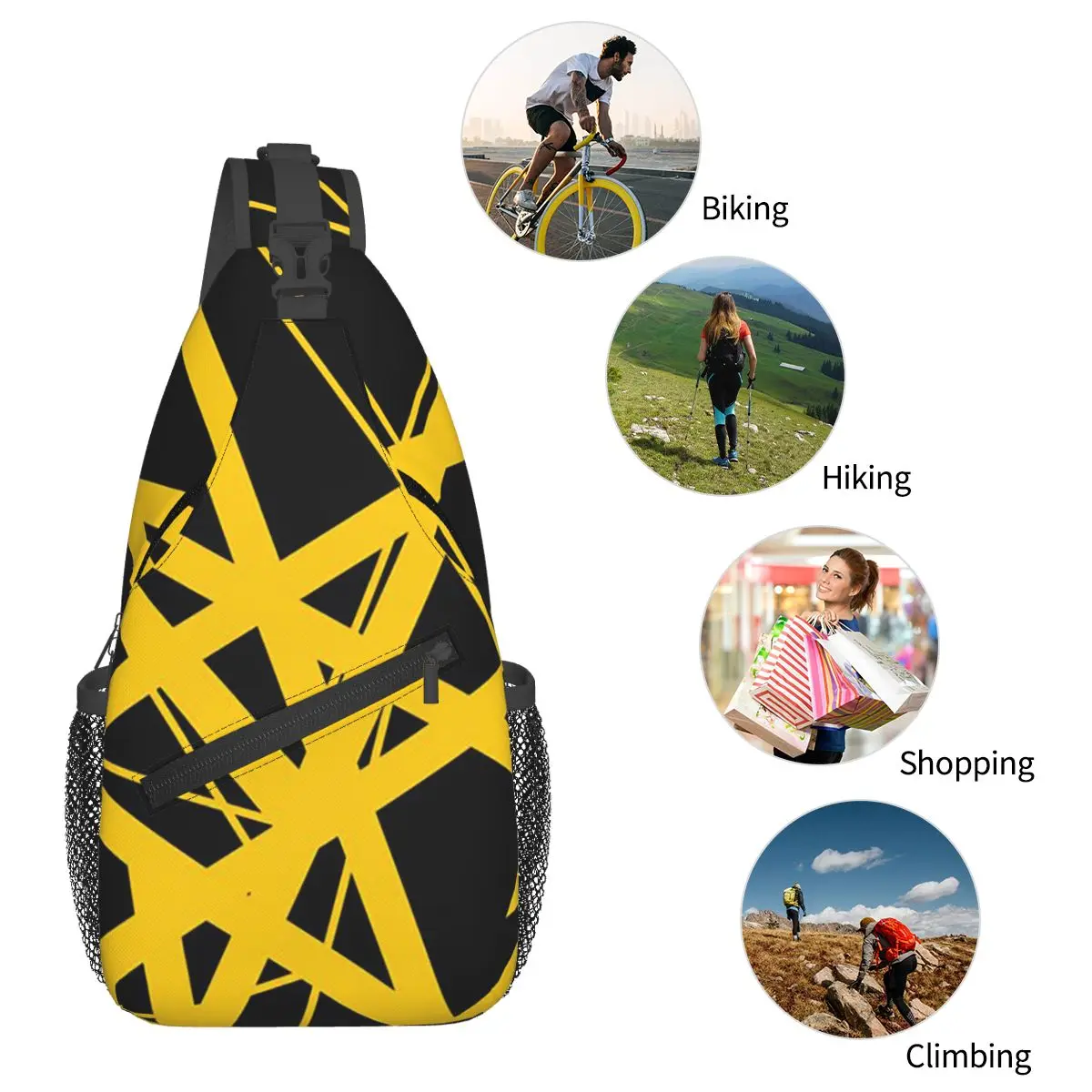 Evh Stripes حقيبة الصدر الرجال حبال Crossbody على ظهره حقيبة الصدر السفر المشي لمسافات طويلة Daypack حقيبة الكتف