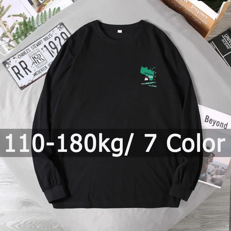 Men's Sweatshirt Pullovers Plus Size Long Sleeve T-shirt Big Size 110-180kg 5XL 6XL 7XL Autumn Winter Large Size Men Clothing